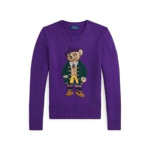 Polo Ralph Lauren Purple Bear Knit Youth Sweater